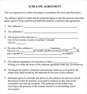 Sublease Contract Template