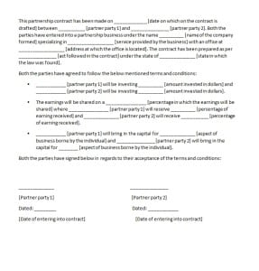 partnership contract template