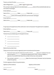 tenancy contract template