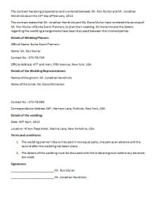 wedding contract template