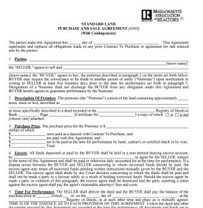 land sale contract template 