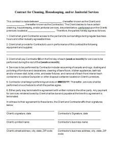 Cleaning Contract Template