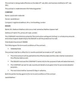 Dealership Contract Template