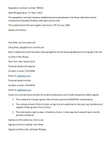 Separation Contract Template