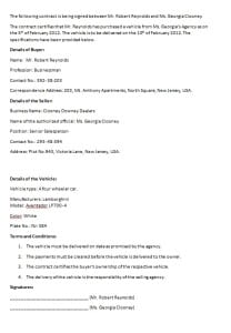 Vehicle Contract Template